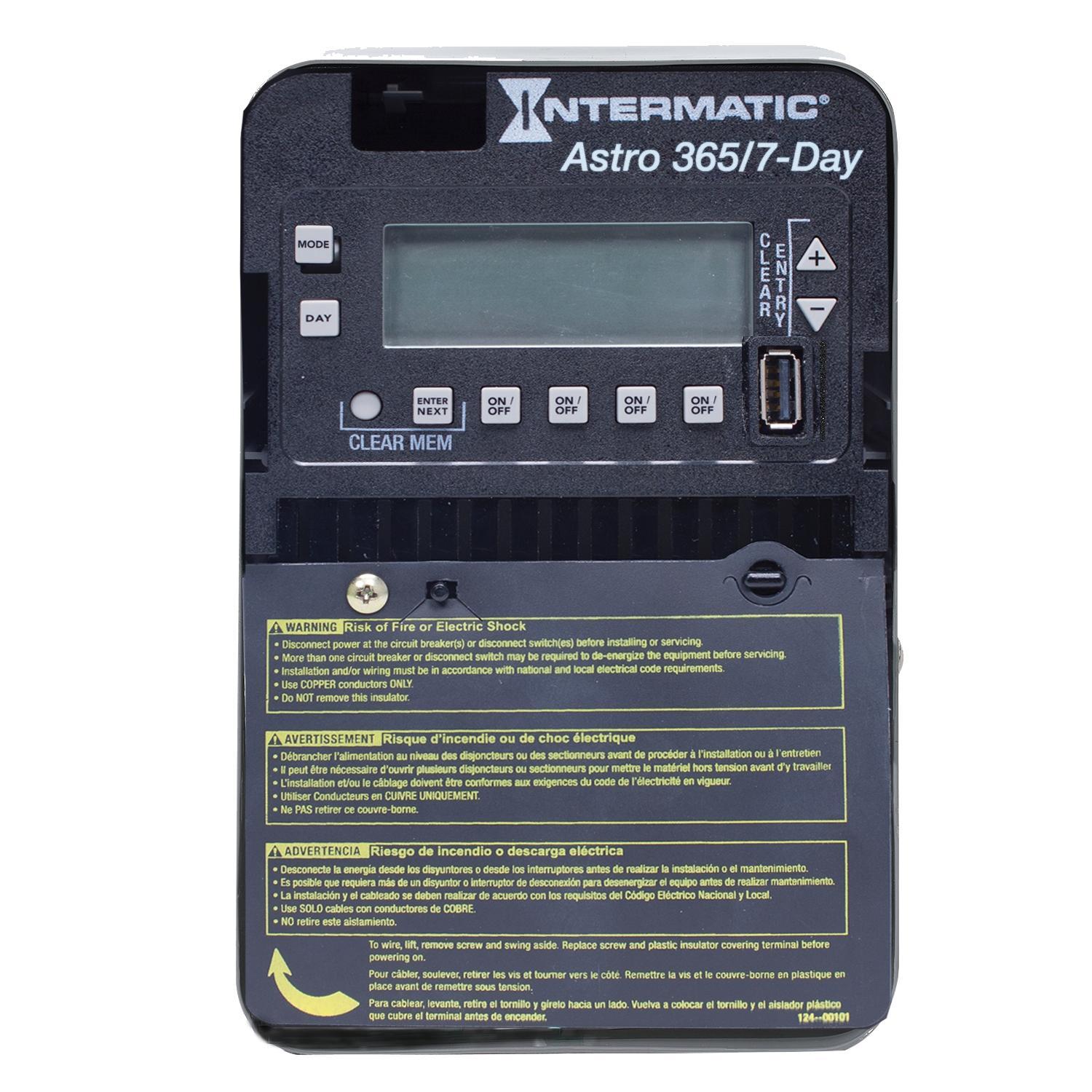 Intermatic® ET2845C ET2000 Electronic Time Switch, 1 min to 6 days 23 hr 59 min Setting, 120 to 277 V AC, 1, 2 hp, 4 Form A 4SPST Contact, 1 Poles