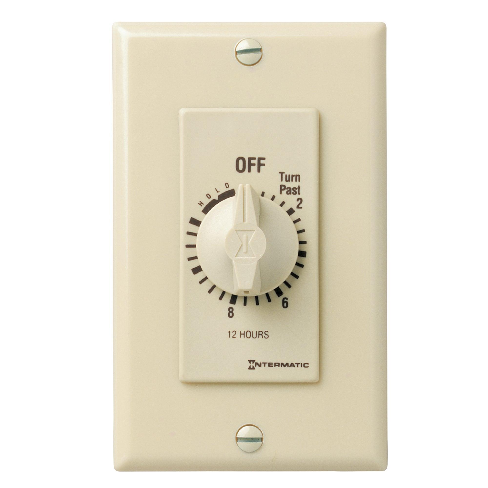 Intermatic® FD12HH FD Series Auto Off Decorator Mechanical Spring Wound Timer, 12 hr Setting, 125/257 V AC, 1 hp, 2 hp, 1NO 1 Form A SPST Contact, 1 Poles
