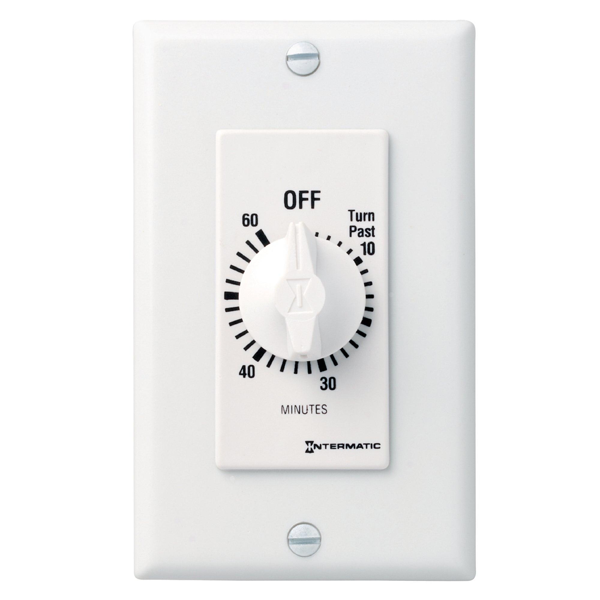 Intermatic® FD460MW FD Series Auto Off Decorator Mechanical Spring Wound Timer, 60 min Setting, 125/257 V AC, 1 hp, 2 hp, 2NO 2 Form A DPST Contact, 2 Poles