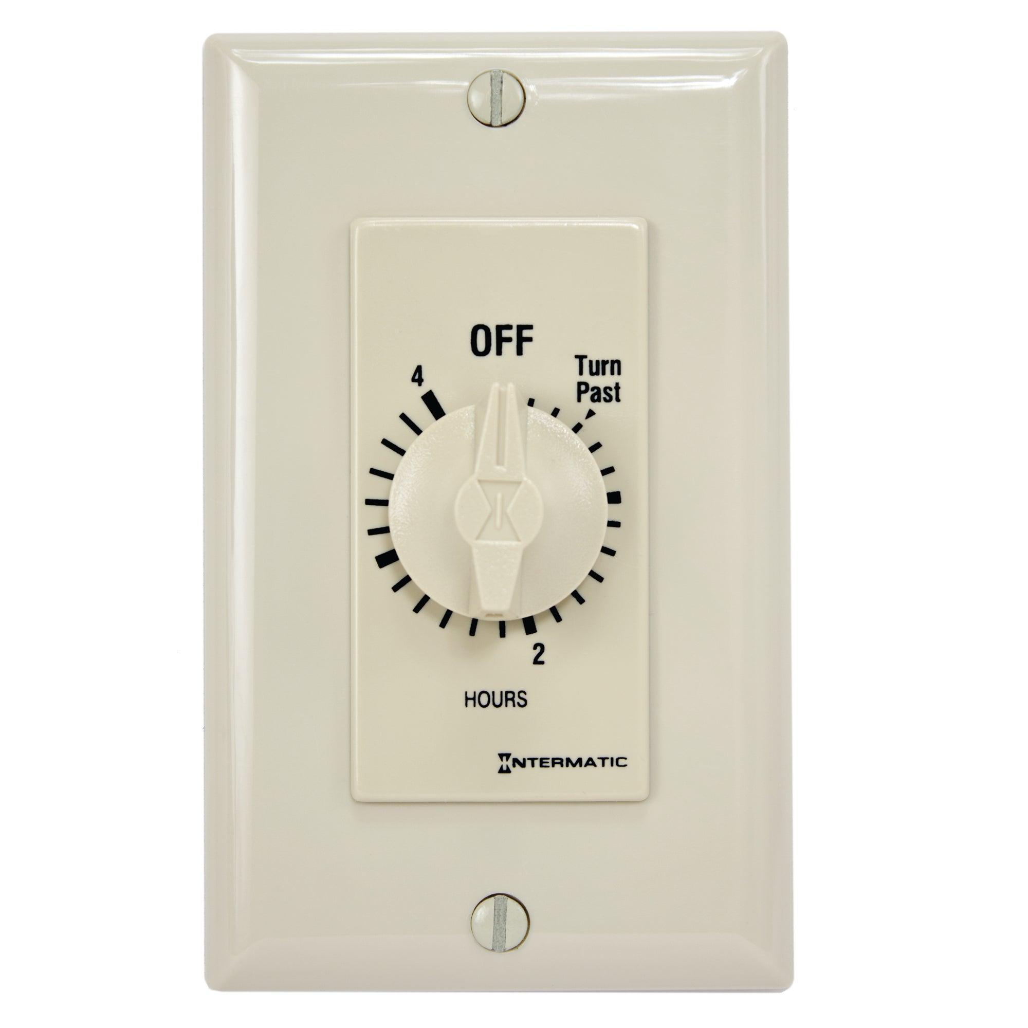 Intermatic® FD4H FD Series Auto Off Decorator Mechanical Spring Wound Timer, 4 hr Setting, 125/257 V AC, 1 hp, 2 hp, 1NO 1 Form A SPST Contact, 1 Poles