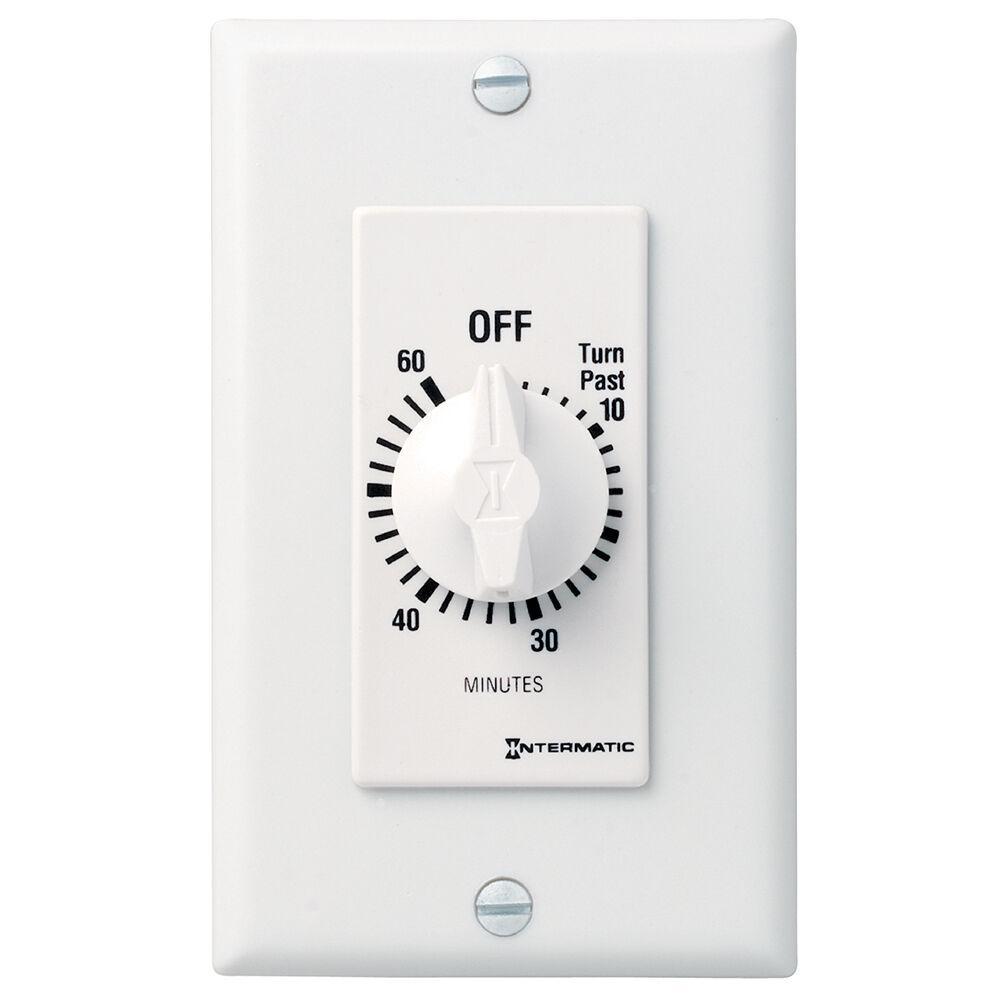 Intermatic® FD60MWC FD Series Auto Off Decorator Mechanical Spring Wound Timer, 60 min Setting, 125/257 V AC, 1 hp, 2 hp, 1NO 1 Form A SPST Contact, 1 Poles
