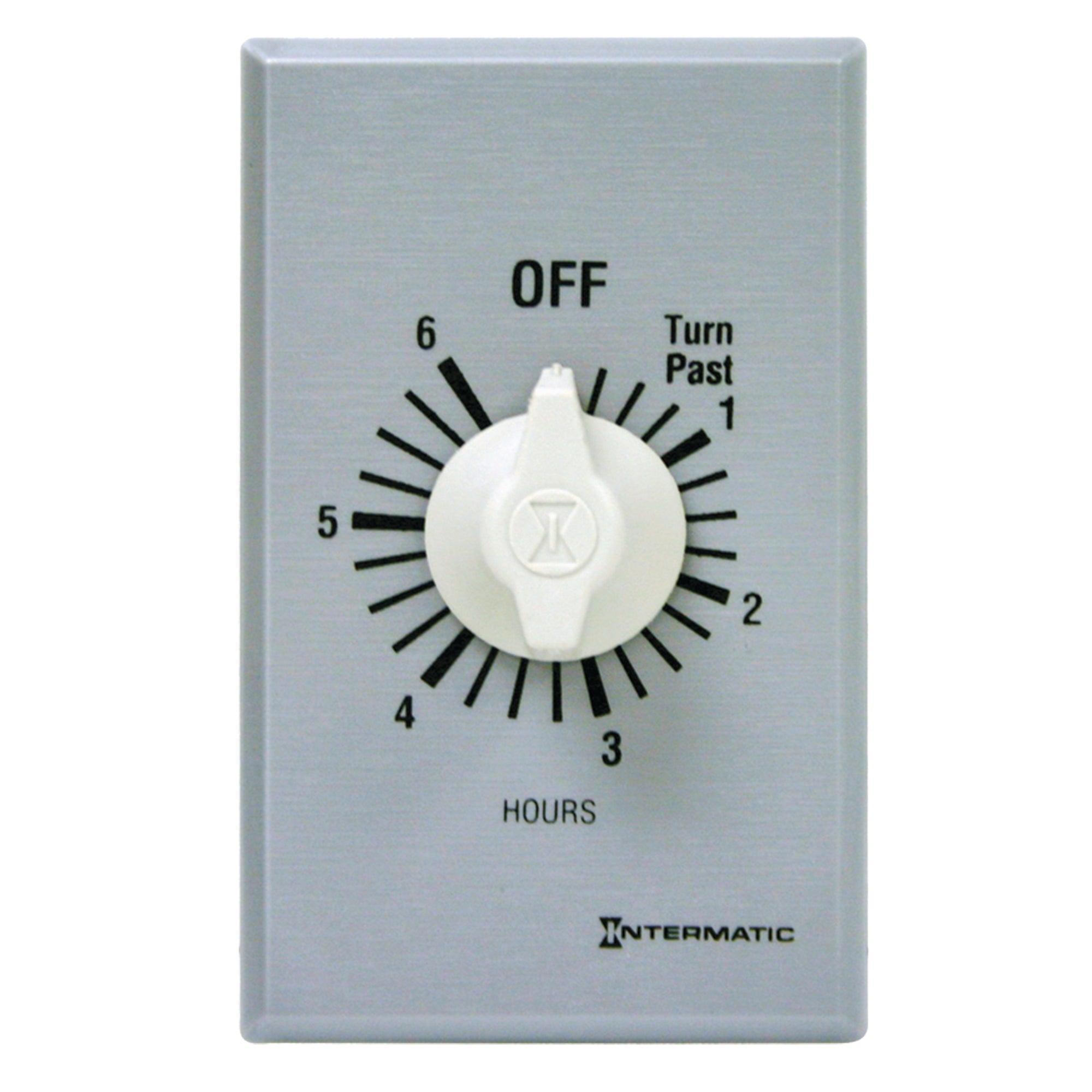 Intermatic® FF46H FF Series Auto Off Commercial Mechanical Spring Wound Timer, 6 hr Setting, 125/257 V AC, 1 hp, 2 hp, 2NO 2 Form A DPST Contact, 2 Poles