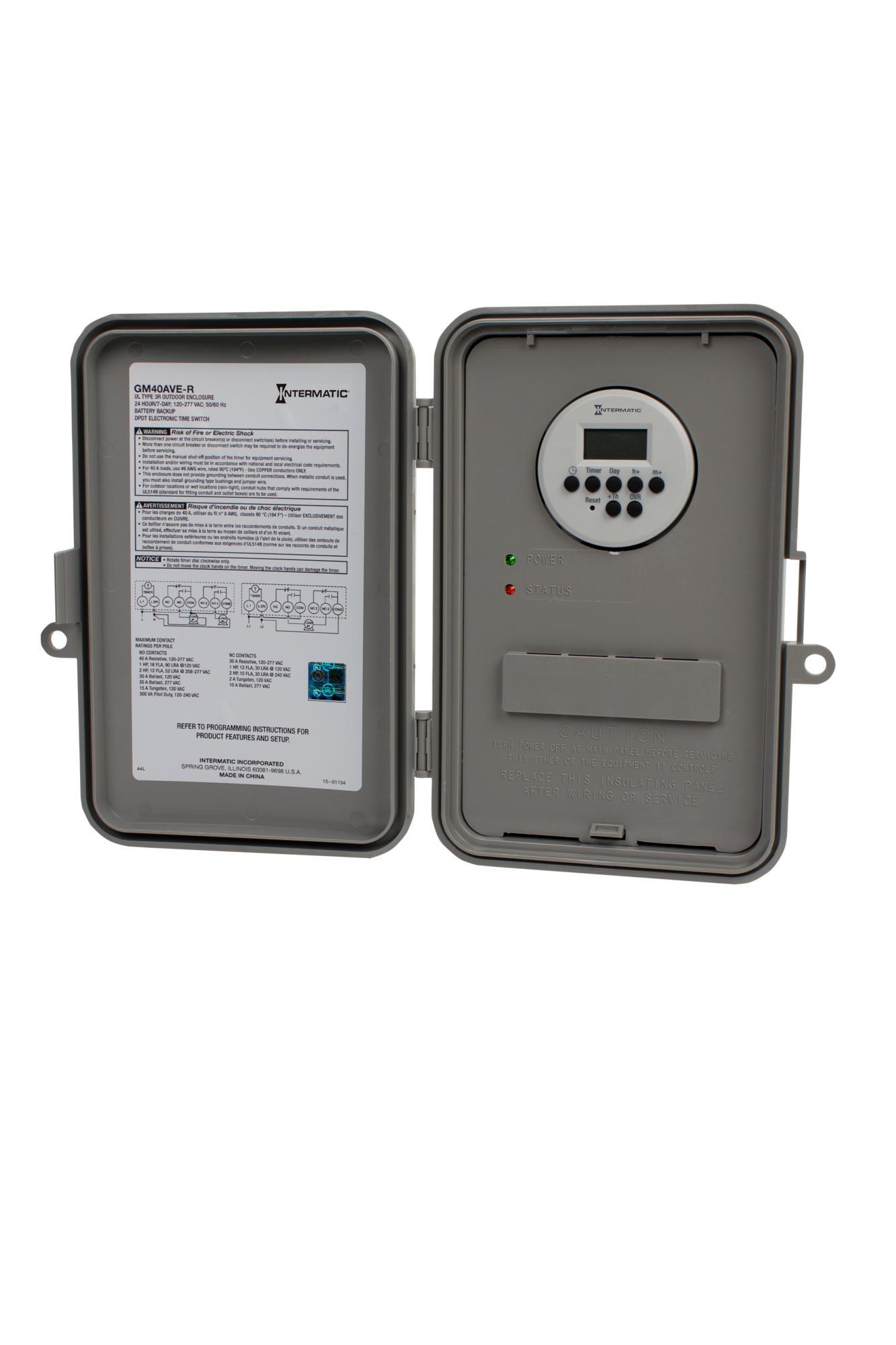 Intermatic® GM40AVE-RD89 GM40AVE Electronic Time Control, 1 min to 24 hr/7 days Setting, 120 to 277 V AC, 1, 2 hp, 2 Form C DPDT Contact, 2 Poles