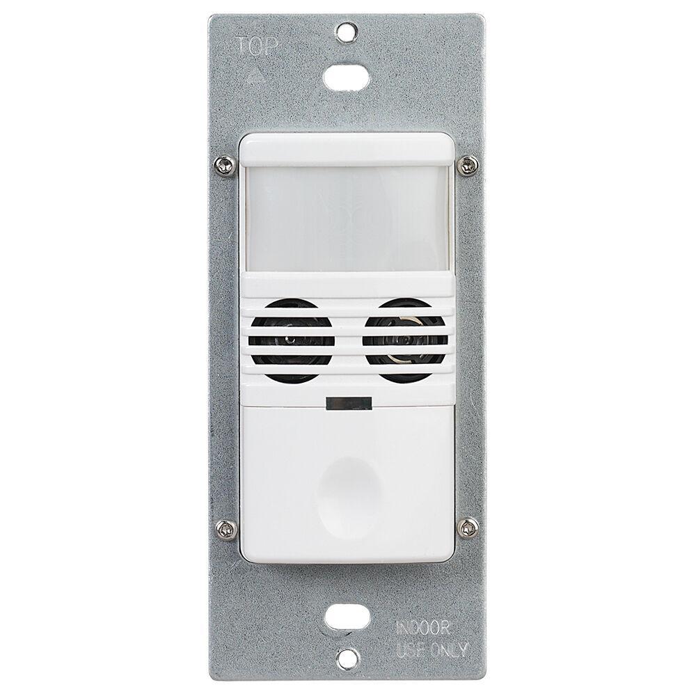 Intermatic® IOS-DOV-DT-WH Wall Mounting , 120/277 V AC, Passive Infrared/Ultrasonic Sensor, 400/1200 sq-ft Coverage, 180 deg Viewing, Wall Mounting