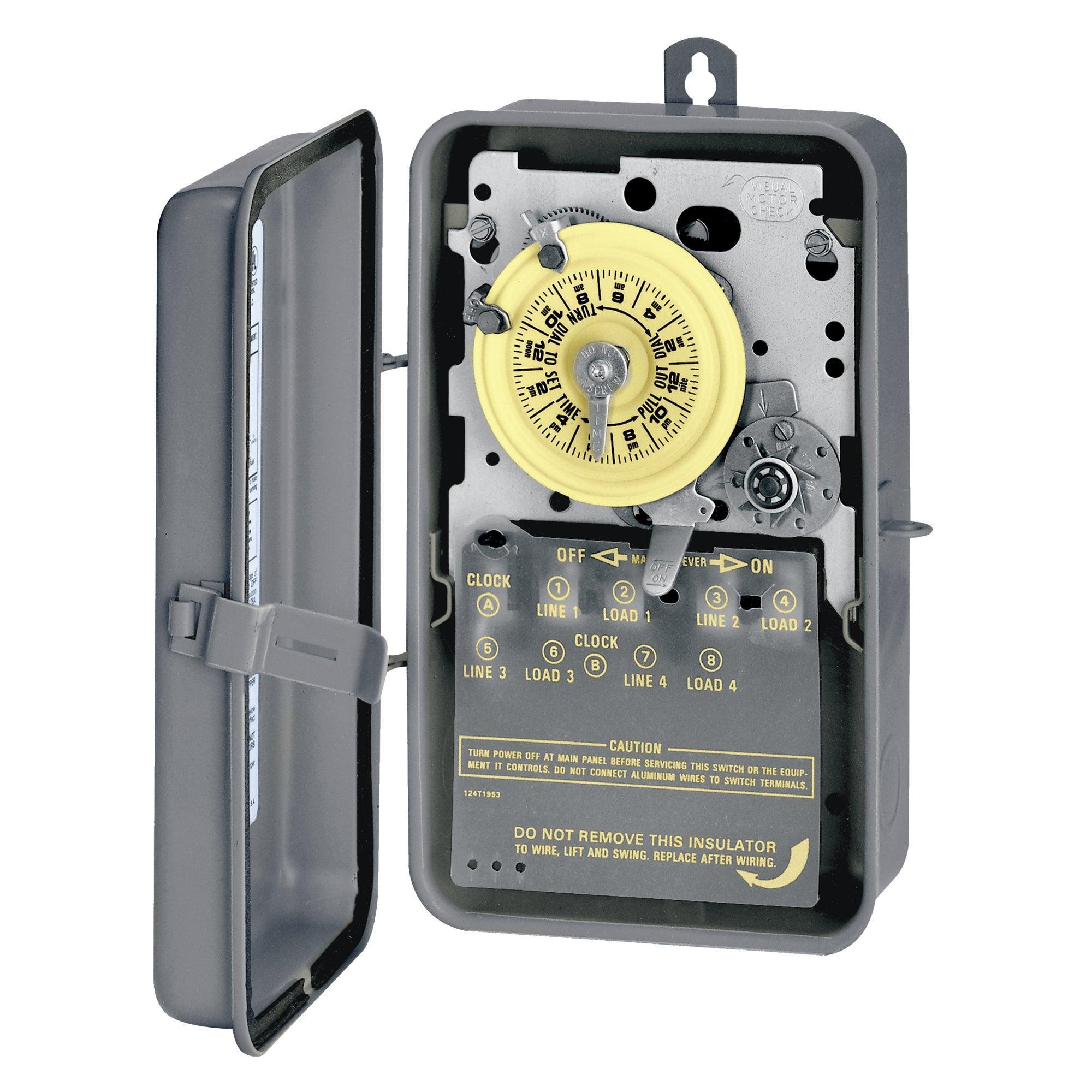 Intermatic® T1472BR T1400 Mechanical Timer Switch, 24 hr Setting, 208 to 277 V AC, 5 hp, 4NO 4 Form A 4PST Contact, 4 Poles