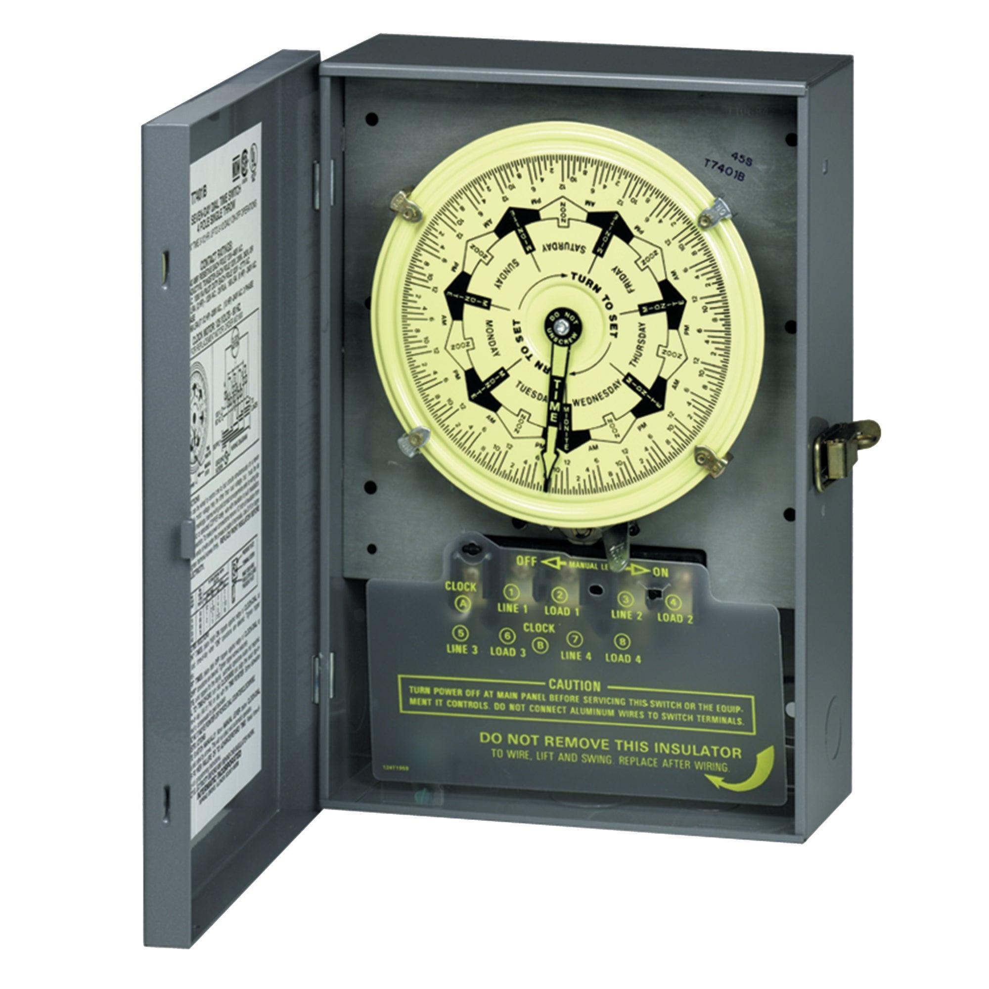 Intermatic® T7802B T7000B Electro Mechanical Timer Switch, 3-1/2 hr to 7 days Setting, 208 to 277 V AC, 10 hp, 2 Form C DPDT Contact, 2 Poles