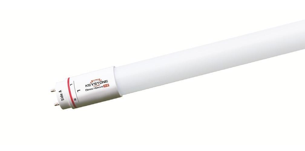 Keystone Technologies KT-LED18.5T8-48GC-840-DX2 /G2-CP 800 DirectDrive DX2 High Efficiency Lamp, 18.5 W, G13 Lamp Base, T8 Shape, 2500 Lumens