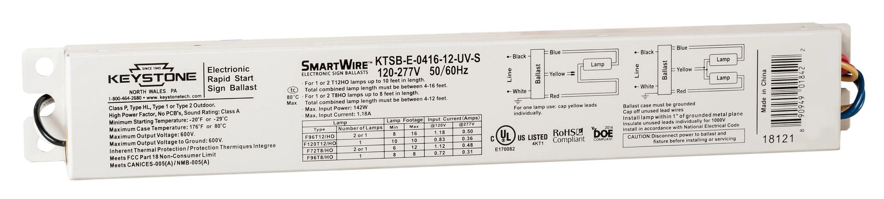 Keystone Technologies KTSB-E-0416-12-UV-S-IP Fluorescent Sign Ballasts