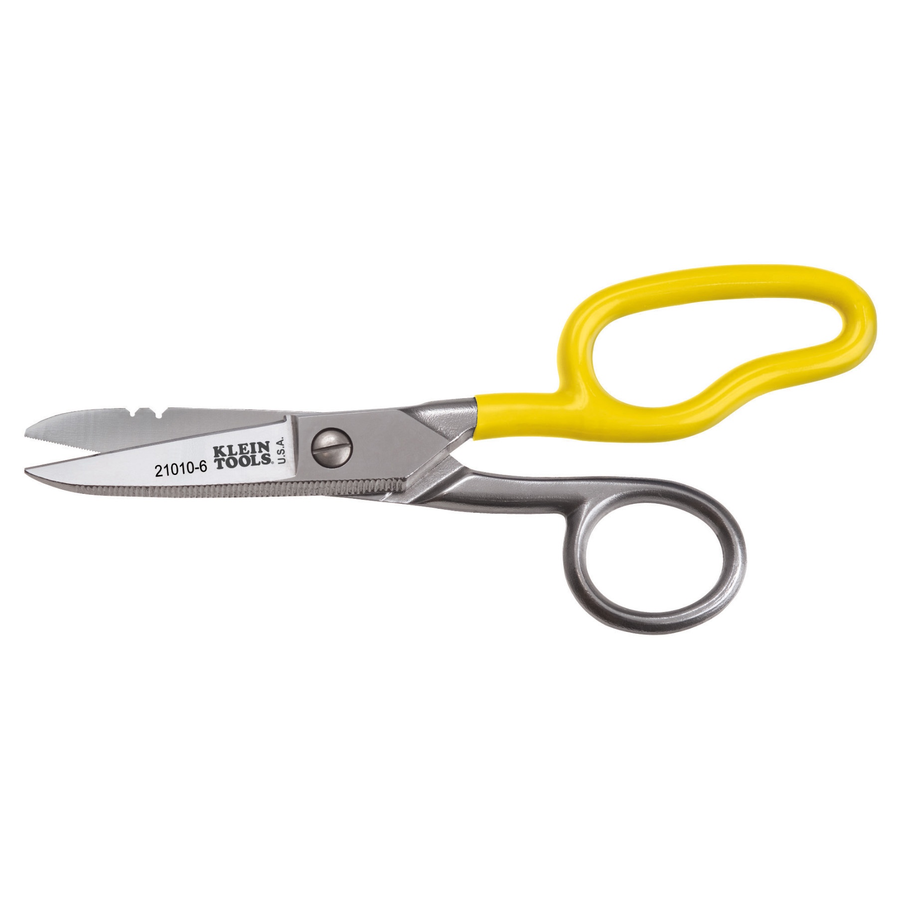 Klein® 21010-6-SEN Snip, 1-7/8 in L of Cut, Free Fall Snip, Carbon Steel Blade
