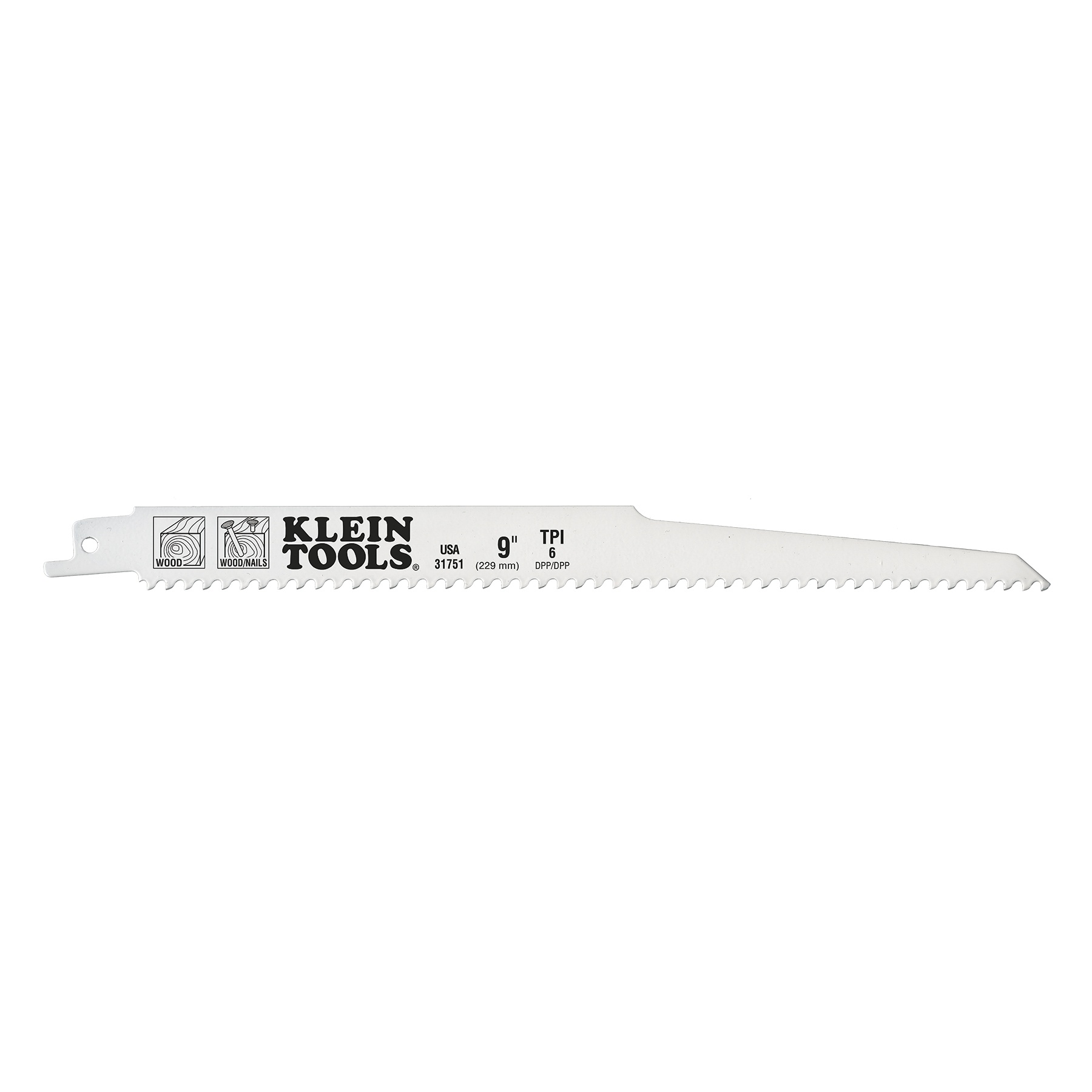 Klein® 31751 Bi-Metal Reciprocating Saw Blade, 11-1/8 in L x 1 in W, 6, Composite Body, Universal/Toothed Edge Tang
