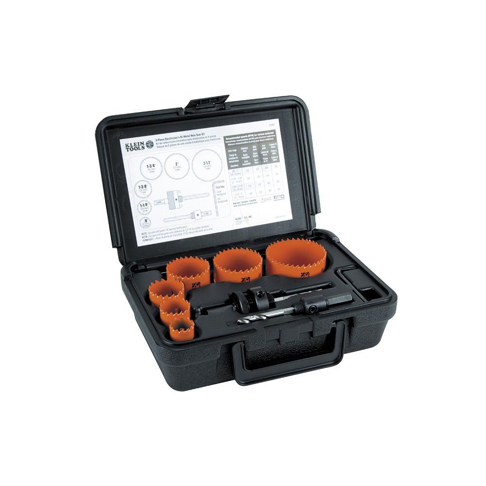 Klein® 31902 Bi-Metal Hole Saw Kit, 8 Pieces, For Use With Hole Making