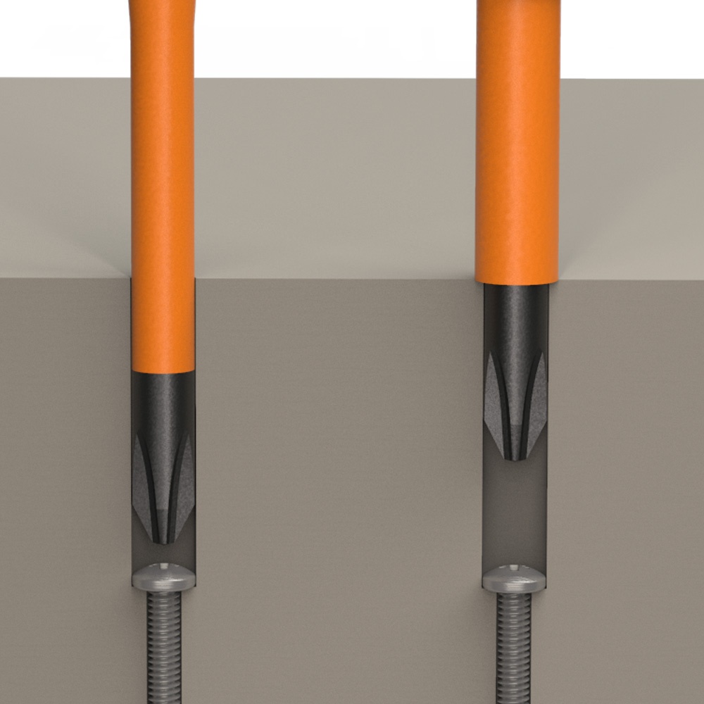 Klein® 32288 8-in-1 Interchangeable Insulated Screwdriver Set, 7 Pieces, Phillips®/Slotted/Square Point, Cushion Grip Handle, Induction Hardened Steel, ASTM F1505