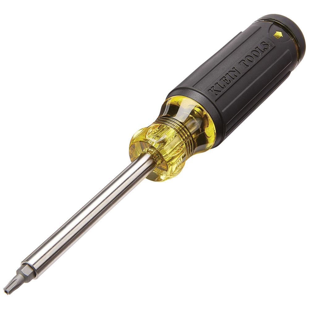 Klein® 32307 27-in-1 Tamperproof Multi-Bit Screwdriver, 1 Pieces, 3/32 to 1/4 in, 2 to 5 mm, T7 to T30, T40, TS6 to TS10, SP4 to SP10 Range, Cushion Grip Handle, Stainless Steel