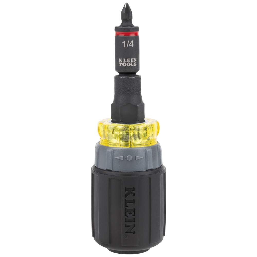Klein® 32561HDRT 7-in-1 Ratcheting Screwdriver/Nut Driver, 6 Pieces, #1, #2 Phillips, 1/4, 3/16 in Slotted, 1/4, 5/16, 1/2 in Nut Driver Range, Phillips®/Slotted Point, Ratchet Handle, Steel