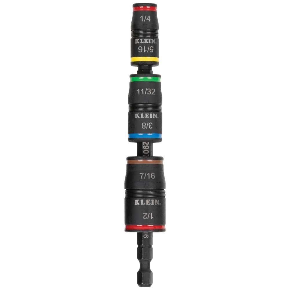 Klein® 32907 Impact Flip Socket, 6 Points, 1/4 in Drive, Hex, Included Socket Size: 1/4, 5/16, 11/32, 3/8, 7/16, 1/2 in