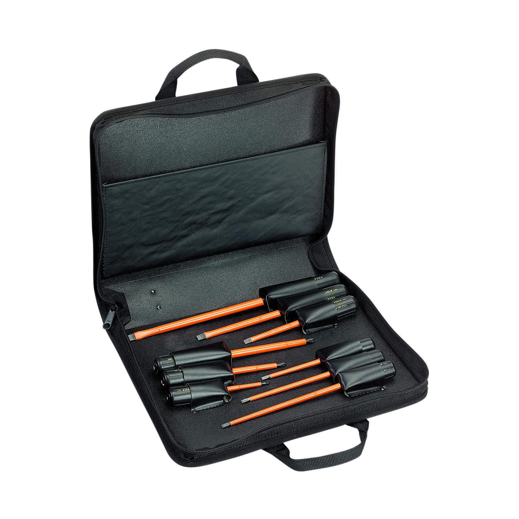 Klein® 33528 Screwdriver Kit, 9 Pieces, Plastic, Polished Chrome