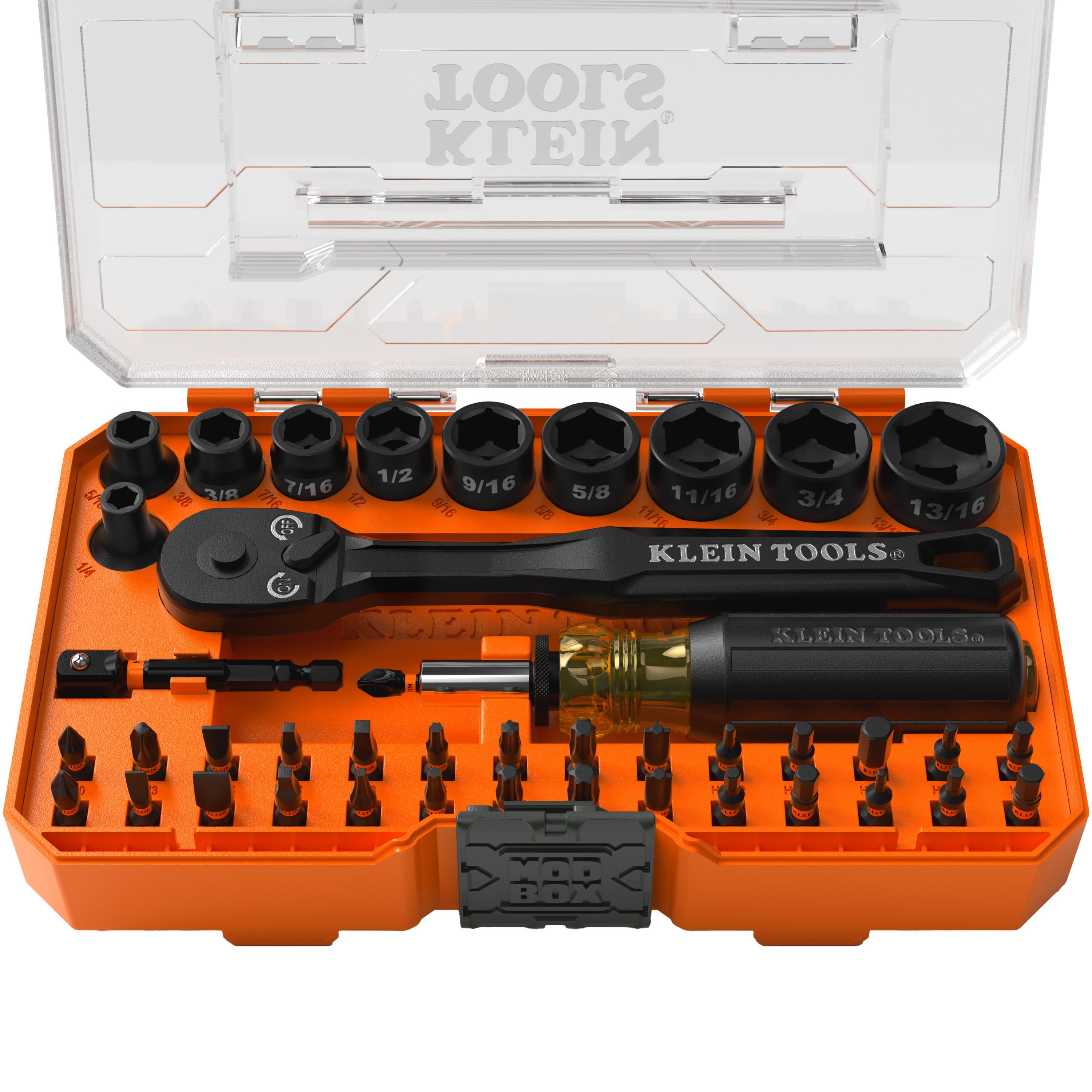 Klein® 33806 Impact Driver Bit and Socket Set, Yes, Imperial, 43 Pieces
