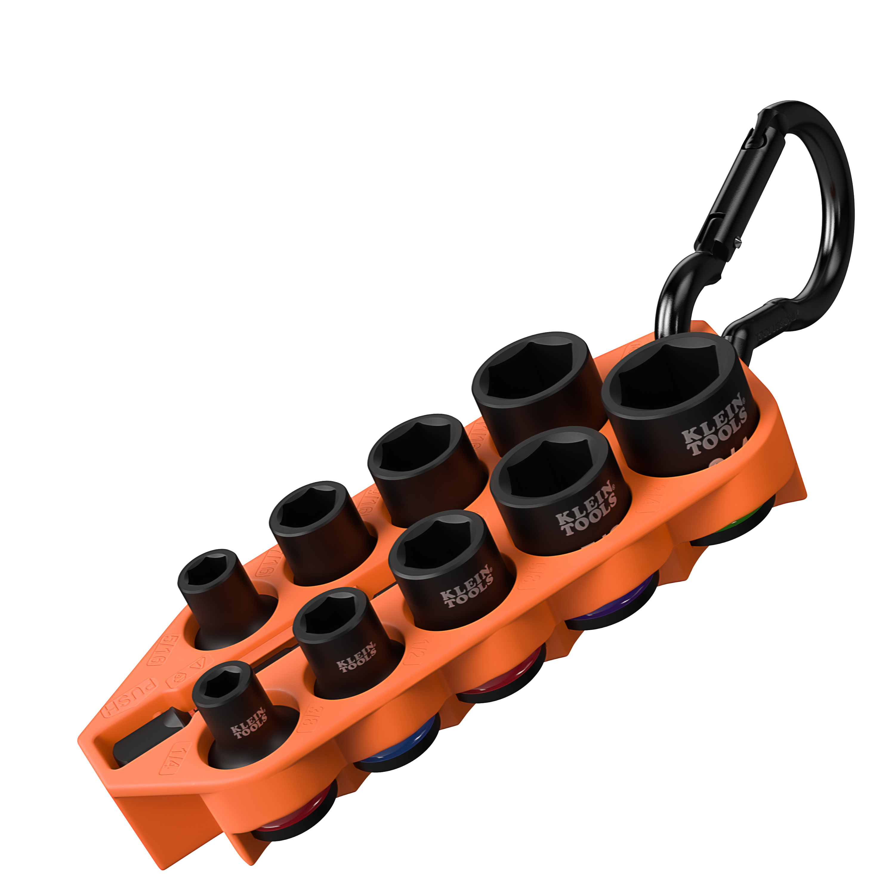Klein® 33809 Socket Set, B107.110, 6 Points, 3/8 in Drive, 10 Pieces, Included Socket Size: 1/4, 5/16, 3/8, 7/16, 1/2, 9/16, 5/8, 11/16, 3/4 in, Yes