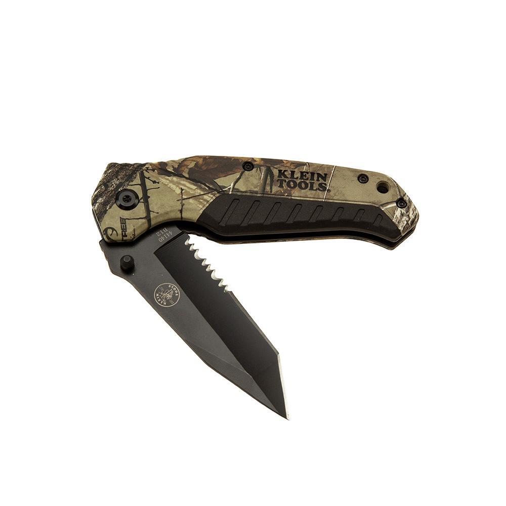 Klein® Realtree Xtra™ 44222 Camo Pocket Knife, 440A Stainless Steel Tanto Blade, 3-1/2 in L Blade
