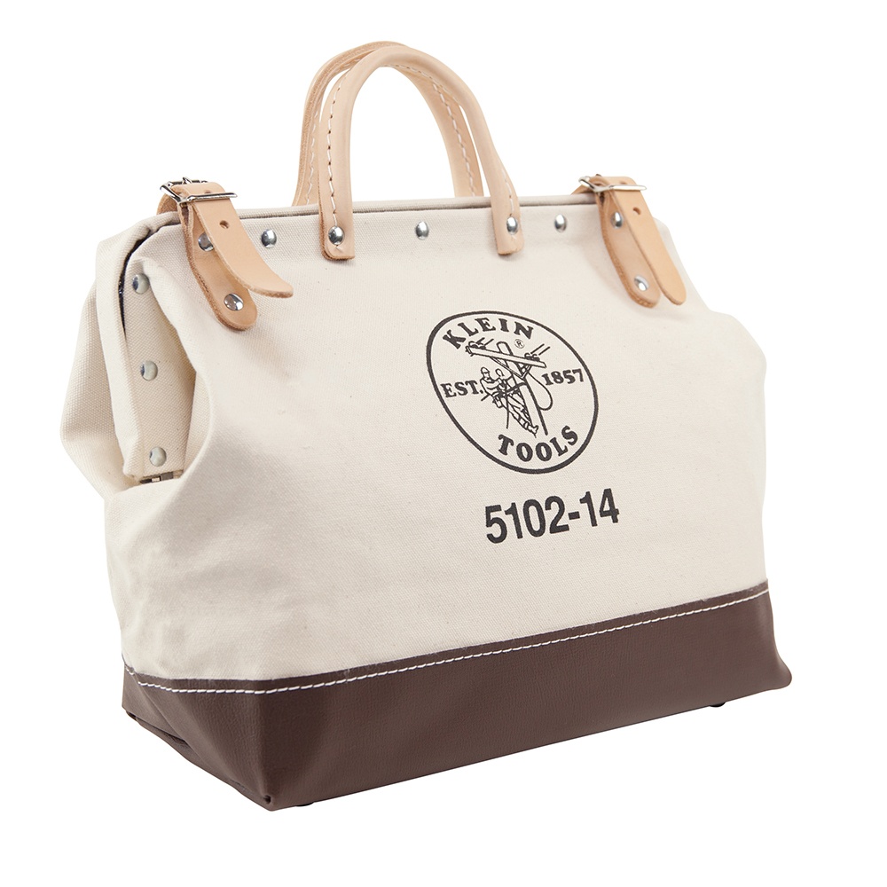 Klein® 5102-14 Heavy Duty Traditional Tool Bag, #8 Canvas, Maroon/Tan
