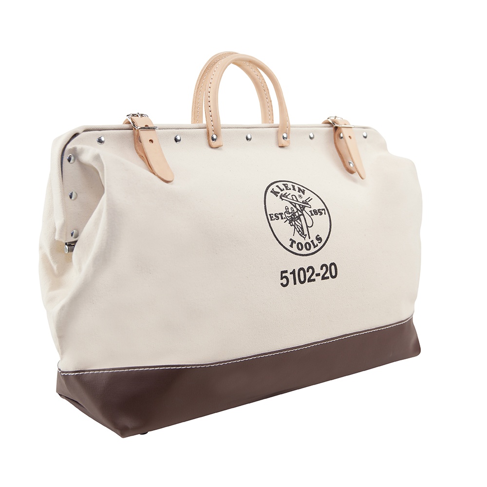 Klein® 5102-20 Heavy Duty Traditional Tool Bag, #8 Canvas, Brown/Tan