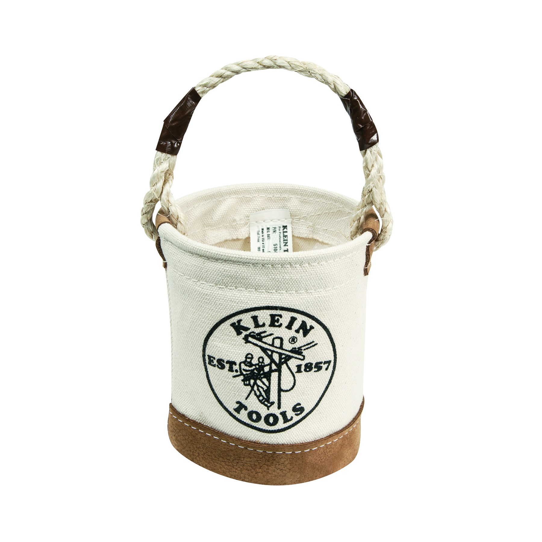 Klein® 5104MINI Mini Bottom Bucket Bag, 6 in H, Canvas/Leather