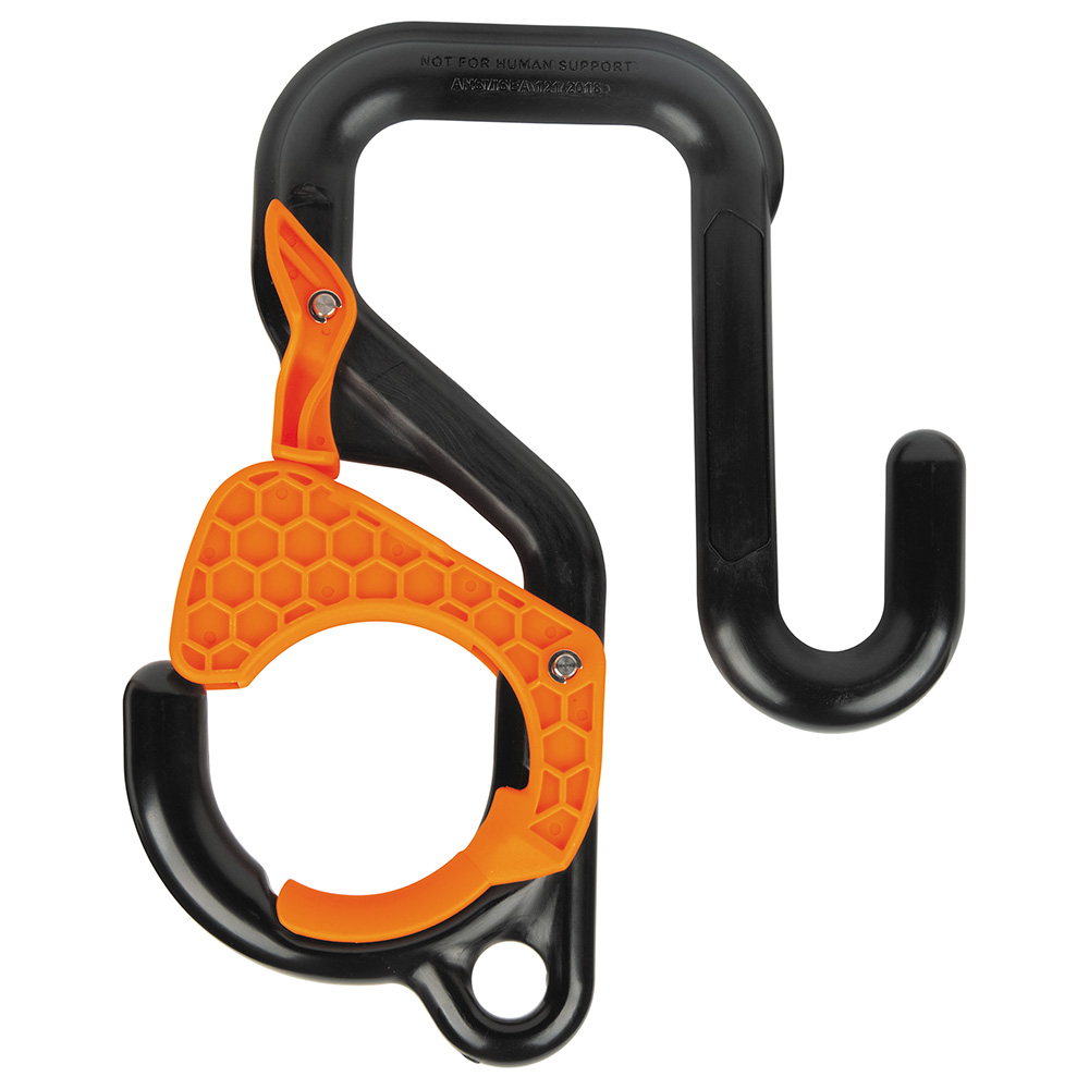 Klein® 5144LG3 Bucket Hook, For Use With Standard 3 in (7.6 cm) Lip Aerial Buckets, Grips, Power Tools and Other Utility Tool Accessories, Nylon/Stainless Steel, Black/Orange