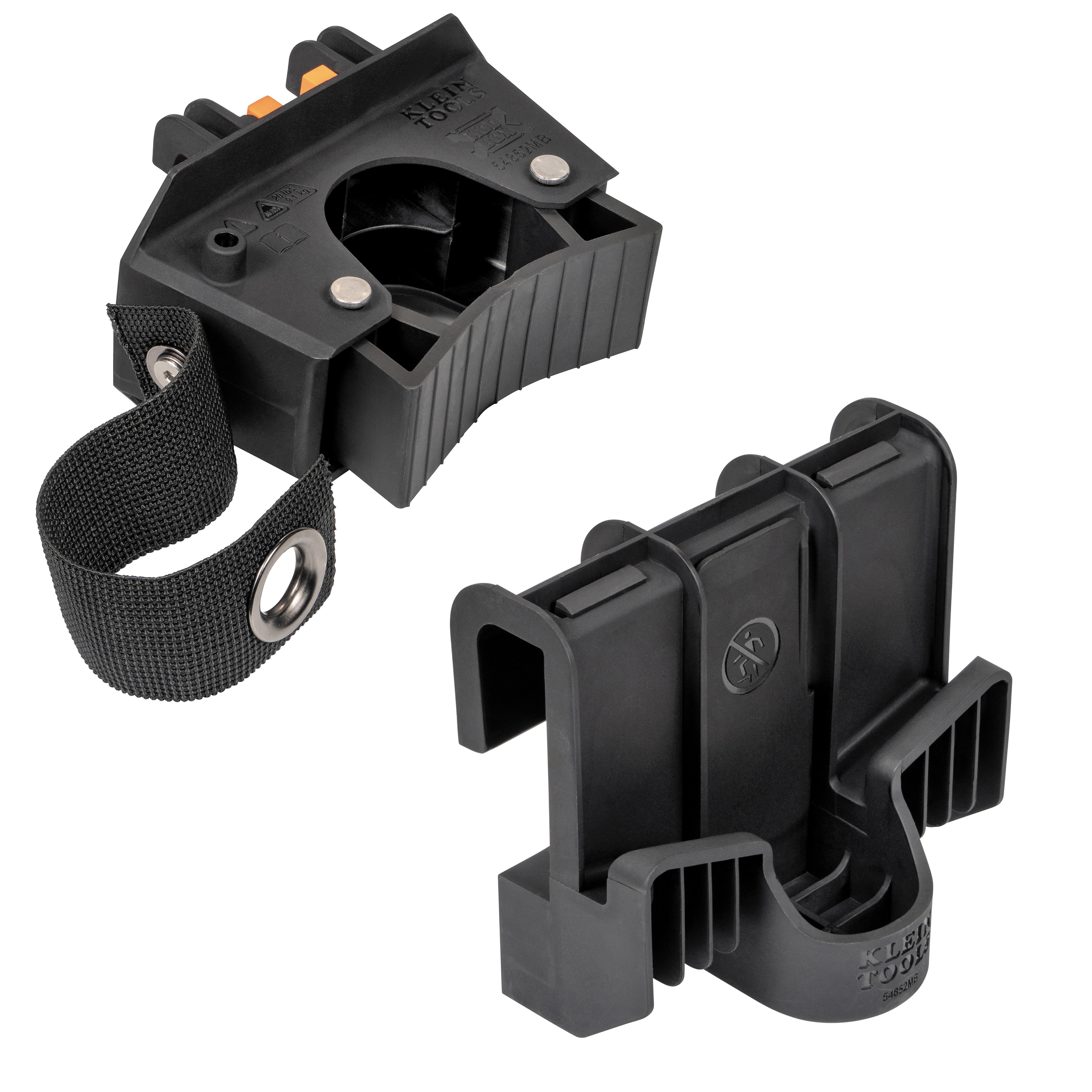 Klein® 54852MB Holder, For Use With 54831MB and 54834MB, 2 Pieces, Rail Mounting, Plastic/Nylon Strap, Black