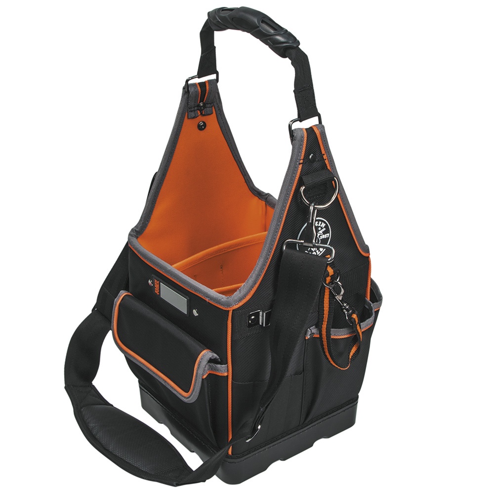 Klein® Tradesman Pro™ 554158-14 Large Open Top Closure Electrician's Tool Tote, 1680D Ballistic Weave, Black/Orange