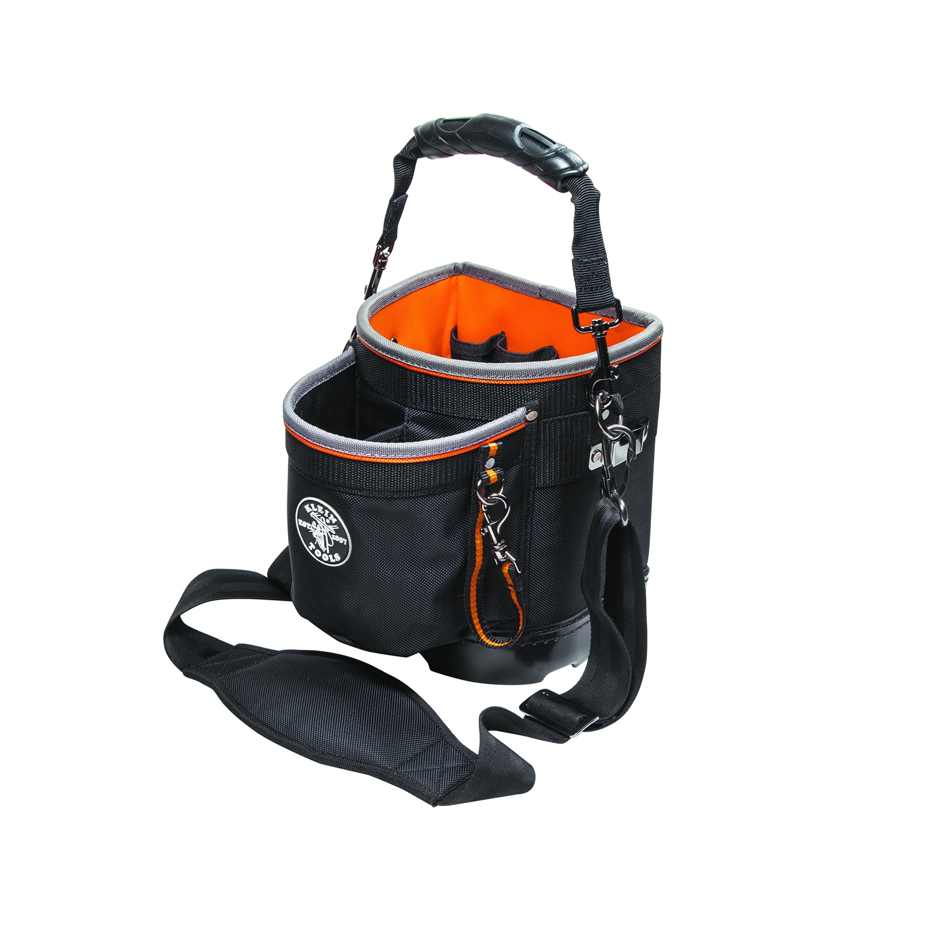 Klein® Tradesman Pro™ 55419SP-14 Shoulder Pouch, 1680D Ballistic Weave, Black/Orange