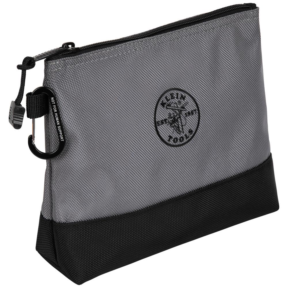 Klein® 55569 Stand-Up Zipper Closure Pouch, 1680d Polyester/2520d Polyester Bottom, Orange/Black, Yellow/Black, Light Gray/Black, Blue/Black, Dark Gray/Black