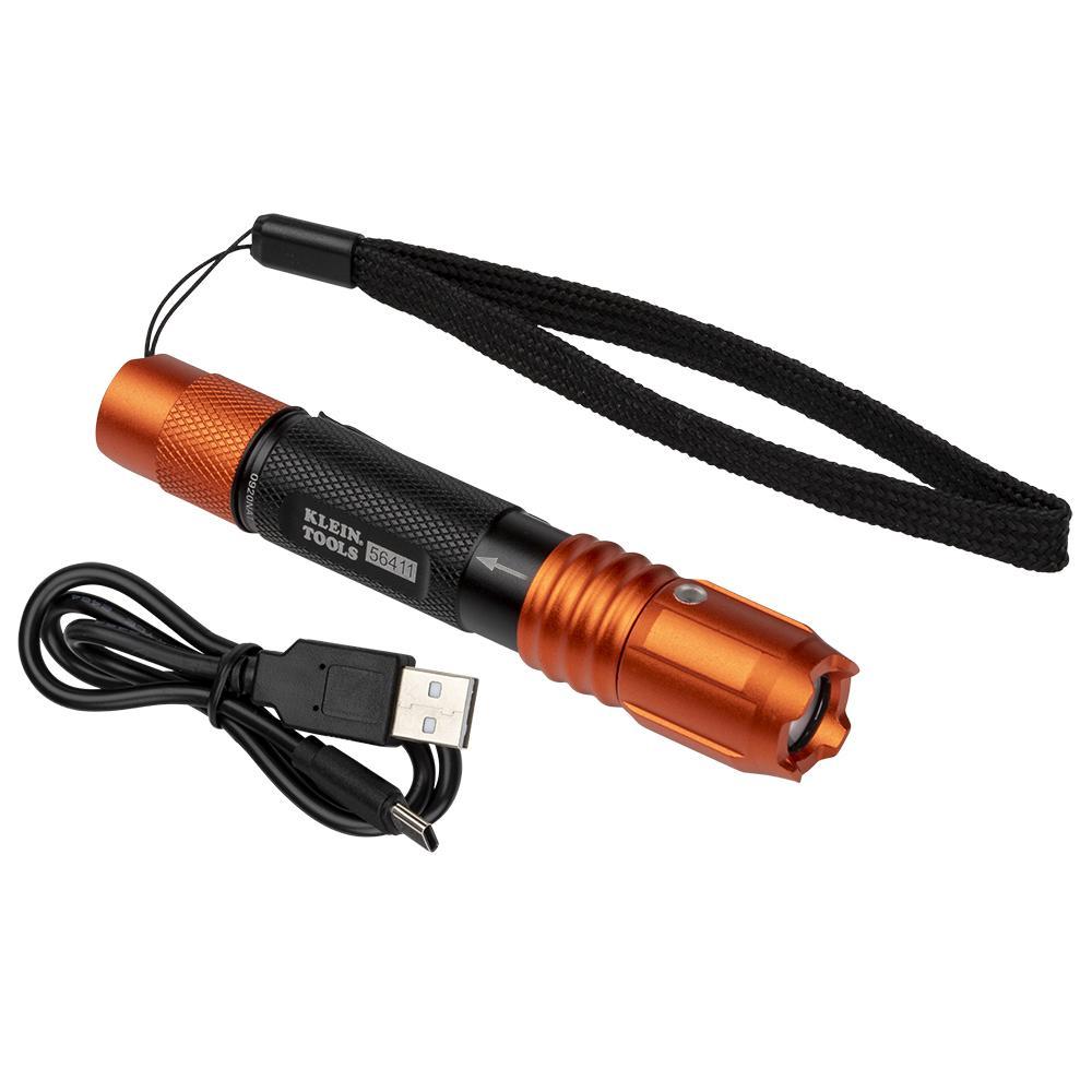 Klein® 56411 Pocket Flashlight, LED Bulb, Anodized Aluminum Housing, 275 Lumens (High)/100 Lumens (Medium)/15 Lumens (Eco)/12 Lumens (Strobe)