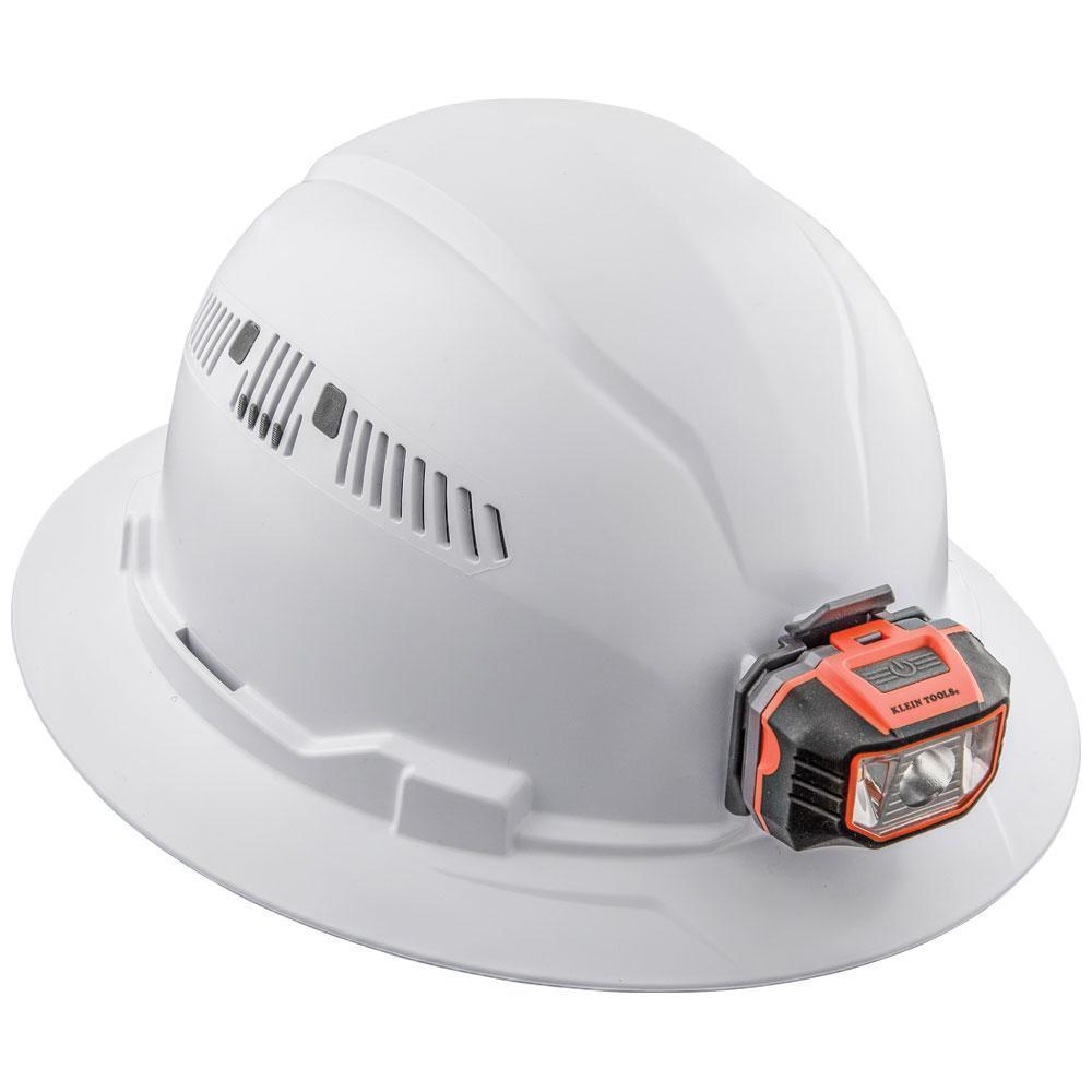 Klein® 60407 Type 1 Full Brim Style Vented Hard Hat, 6-1/2 Fits Mini Hat, 8 Fits Max Hat, ABS/Polycarbonate, 4-Point Reverse Donning Suspension, ANSI Electrical Class Rating: Class C, ANSI Impact Rating: ANSI Z89.1-2014, Ratchet with Pivot Adjustment