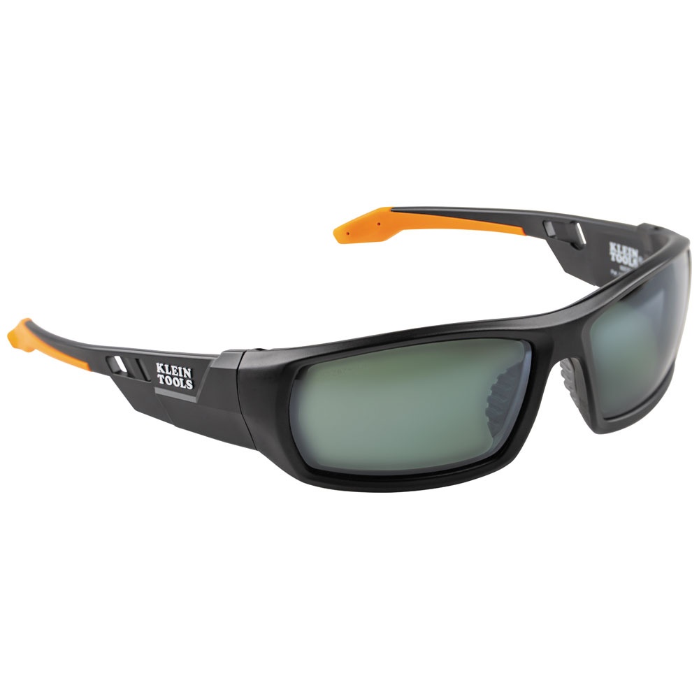 Klein® 60539 Glasses, Anti-Fog/Scratch-Resistant, Full-Frame Frame, Black/Orange, PC-ABS/Nylon Frame, Polycarbonate Lens