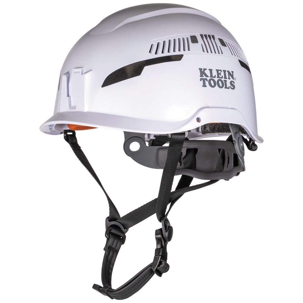 Klein® 60565 Non-Vented Type-2 Safety Helmet, 6-1/2 Fits Mini Hat, 8 Fits Max Hat, ABS/Polycarbonate, 6-Point Suspension, ANSI Electrical Class Rating: Class C, ANSI Impact Rating: ANSI Z89.1-2014, Ratchet Knob Adjustment