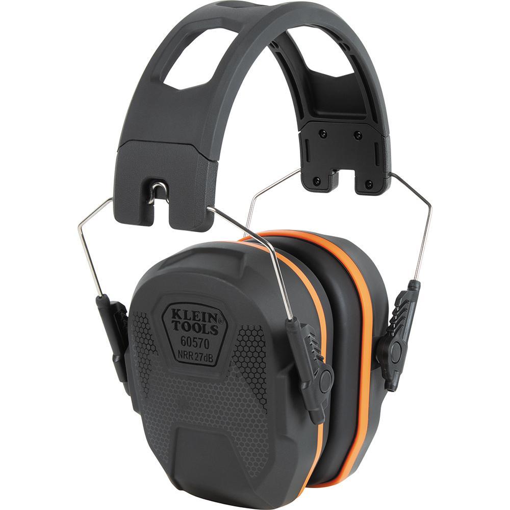 Klein® 60570 Ear Muffs, 27 dB Noise Reduction, Grey/Orange, ANSI S3.19-1974