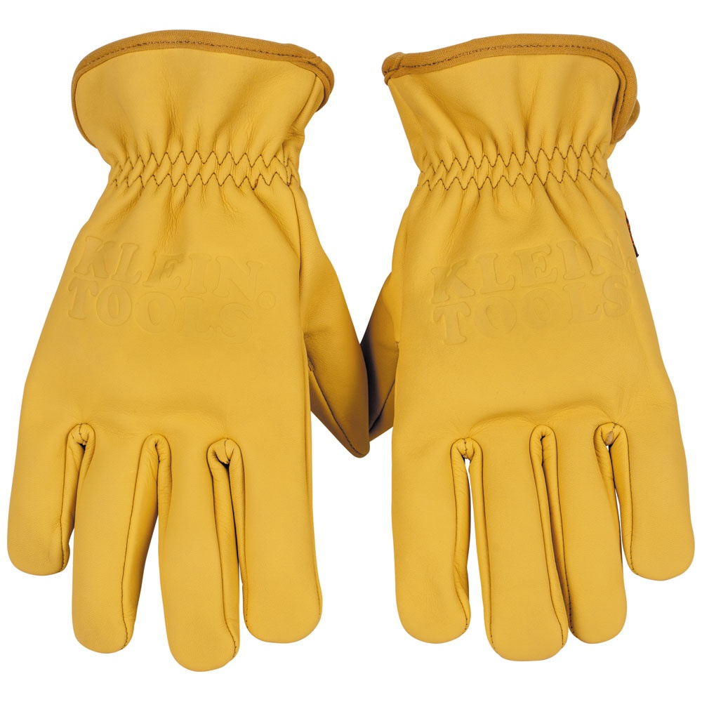 Klein® 60605 Gloves, XL, Cowhide Leather, Light Brown, Open Cuff
