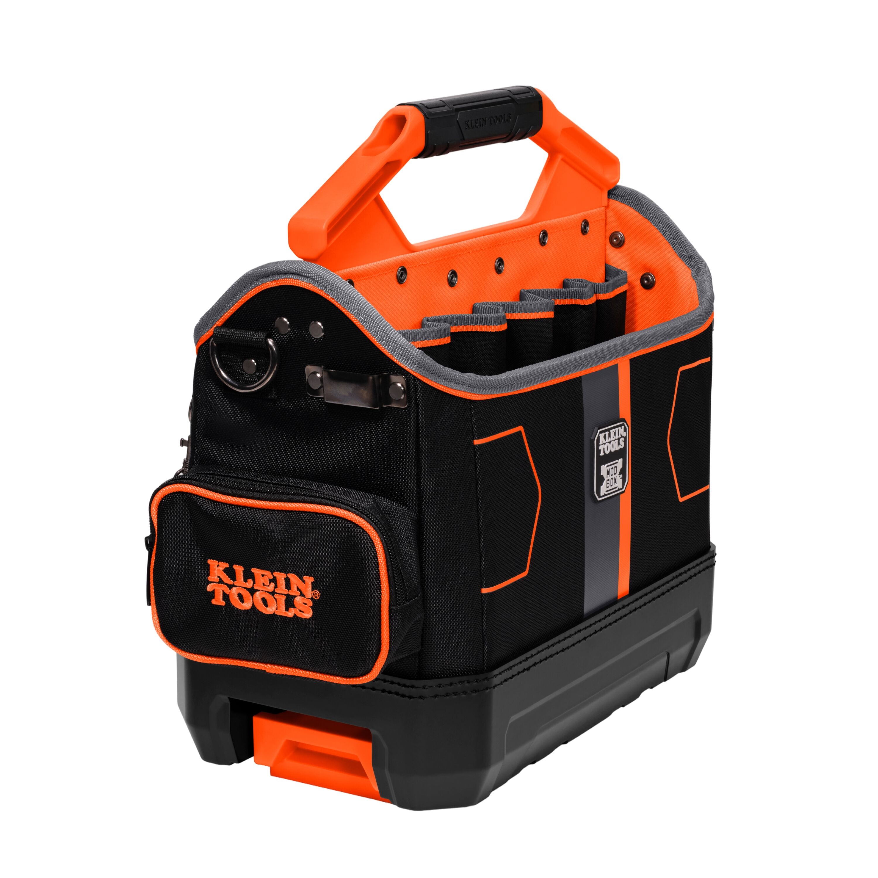 Klein® 62202MB 33-Pocket Tool Tote, 1680d Ballistic Weave/Hard Molded Polypropylene, Black/Orange