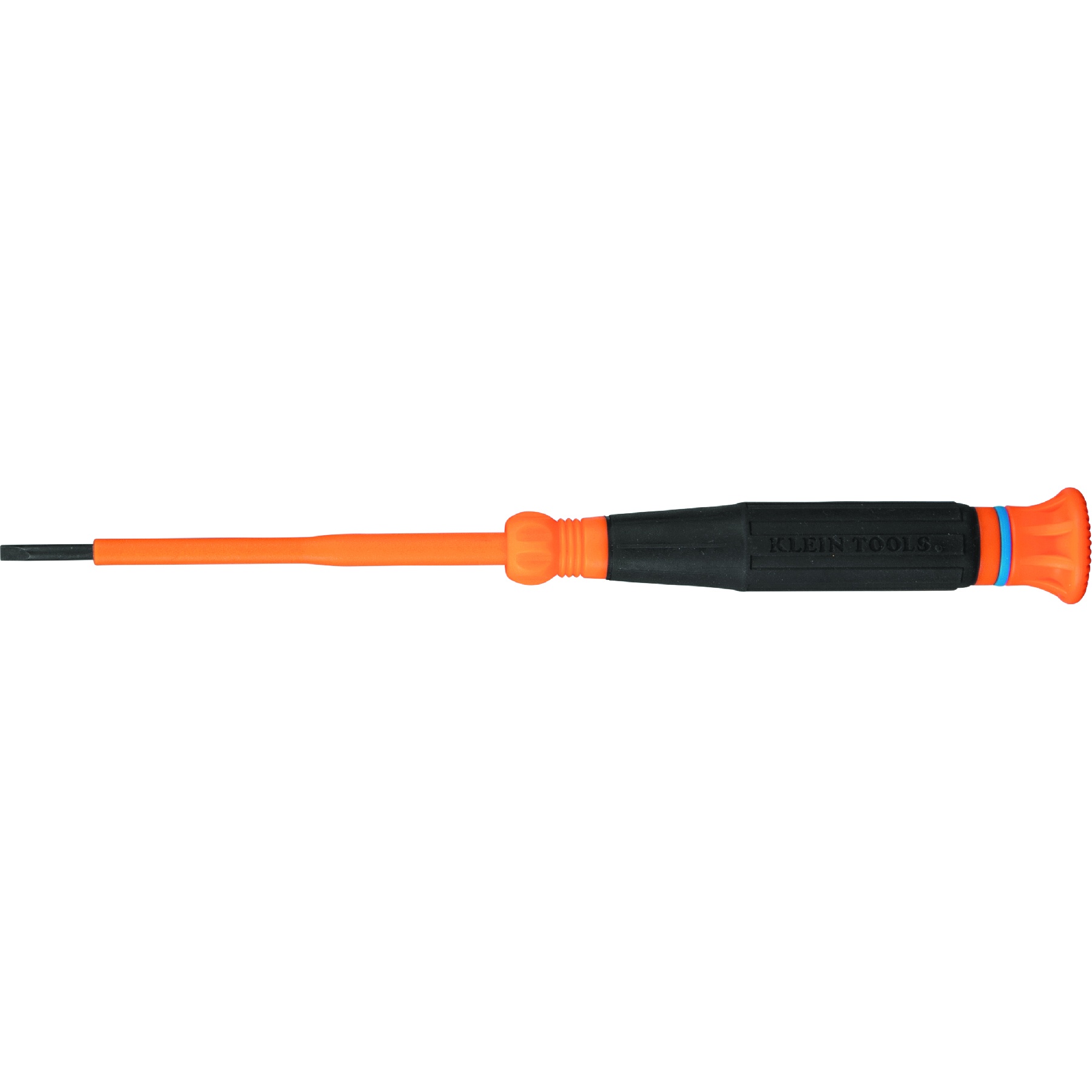 Klein® 6243INS Precision Insulated Screwdriver, 3/32 in Range, Slotted Point, Cushion Grip Handle, Steel, ASTM F1505-16 2021/IEC 60900:2018