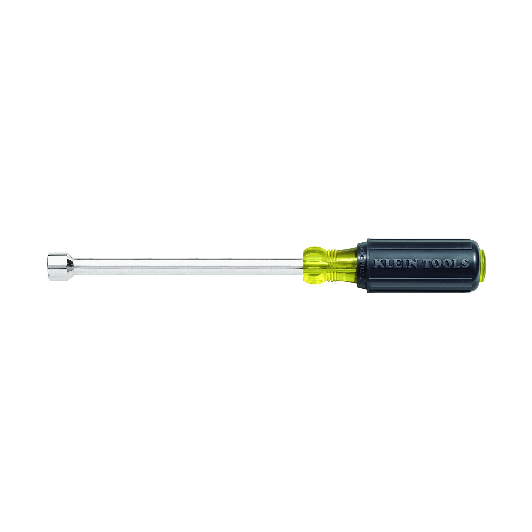 Klein® Cushion-Grip® 646-7/16 Nutdriver, 7/16 in, Hollow Shank, Cushion Grip Handle, ANSI/ASME Specified, Polished Chrome