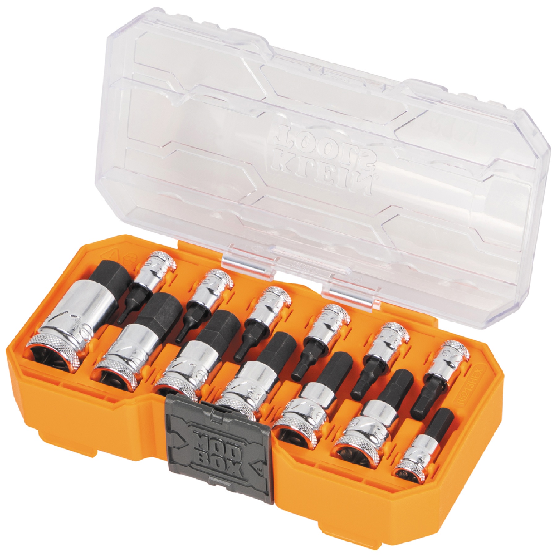 Klein® 65213HEX Bit Socket Set, 1/4, 3/8, 1/2 in Drive, 13 Pieces