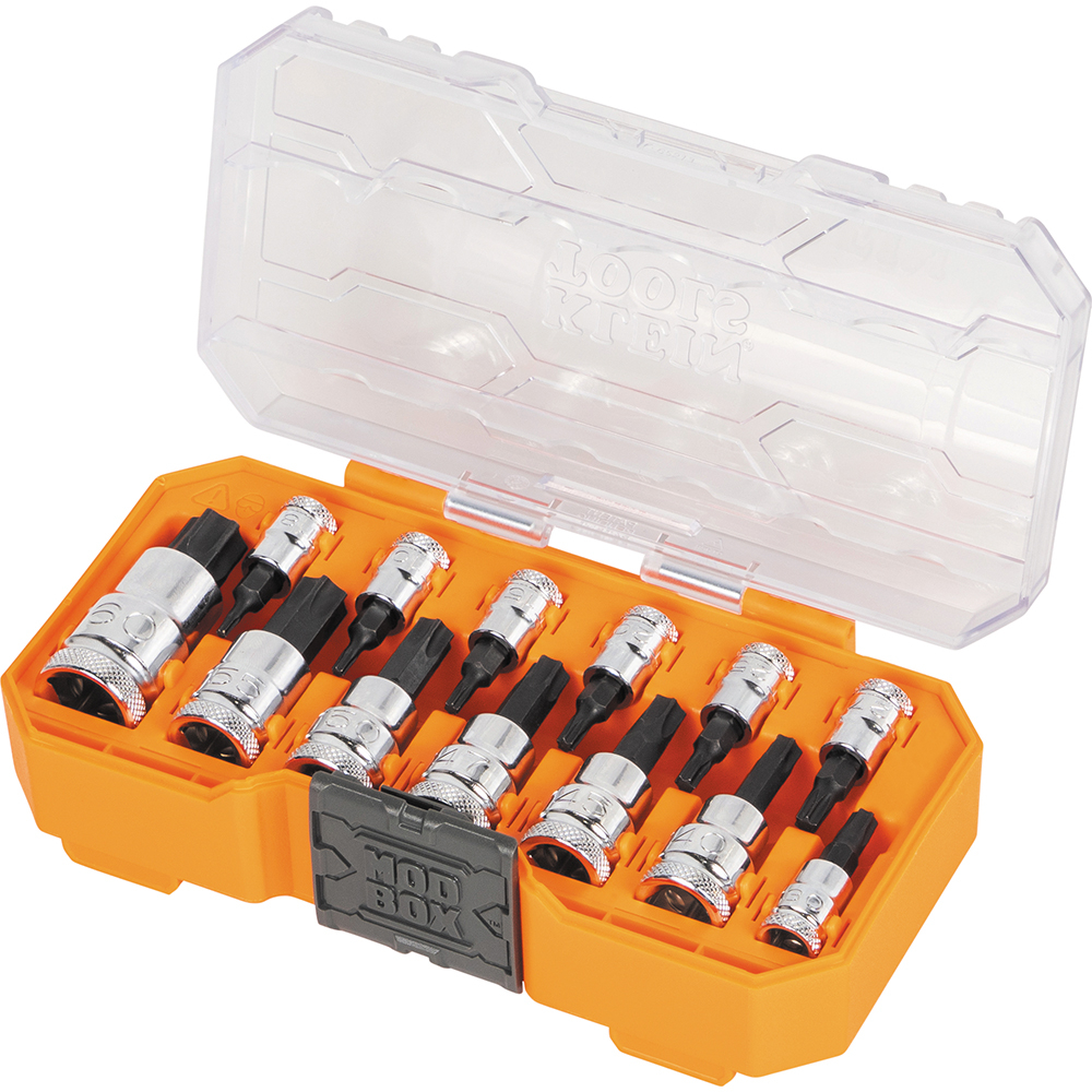Klein® 65213TX Bit Socket Set, 1/4, 3/8, 1/2 in Drive, 13 Pieces