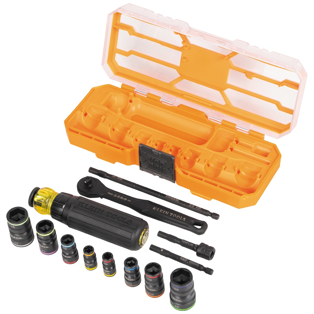 Klein® 65242 Screwdriver Set, 13 Pieces, Steel, Black Phosphate