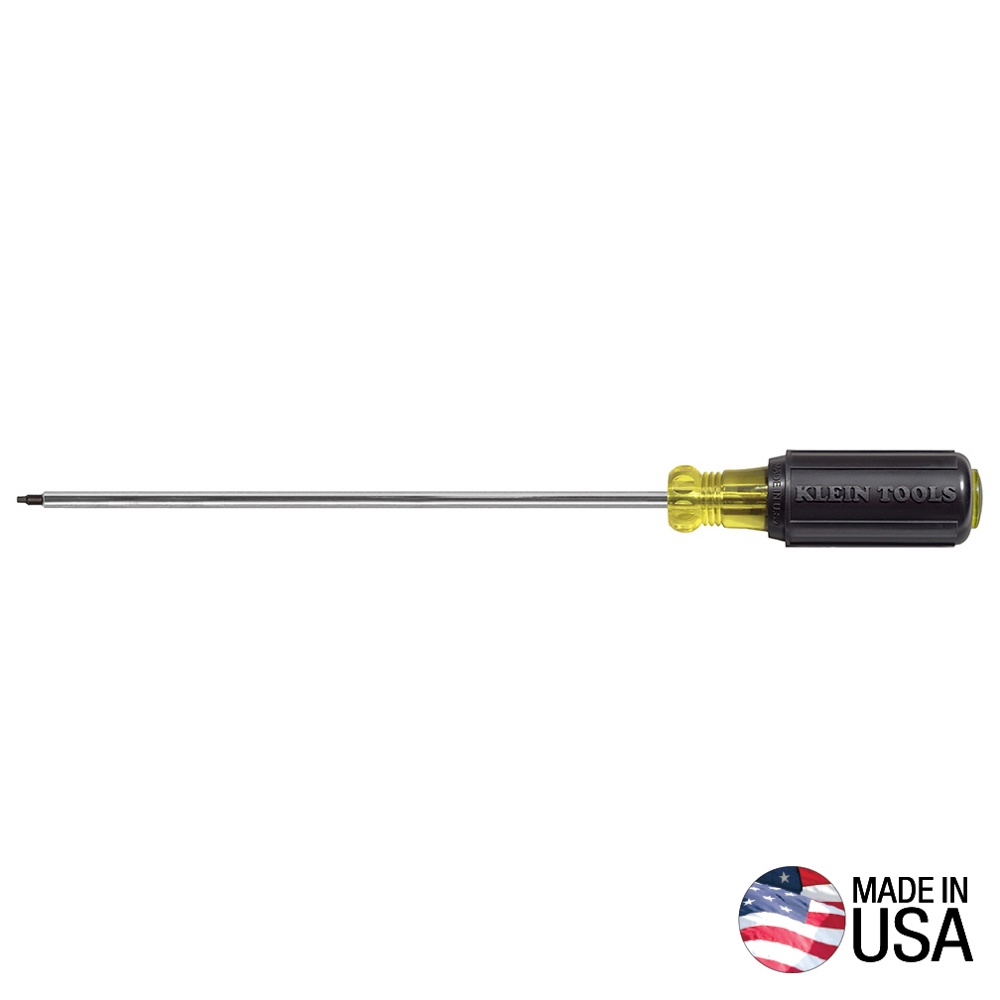 Klein® Cushion-Grip® 665 Screwdriver, #1 Square Point, 11-3/4 in OAL, Polished Chrome, ANSI/ASME Specified