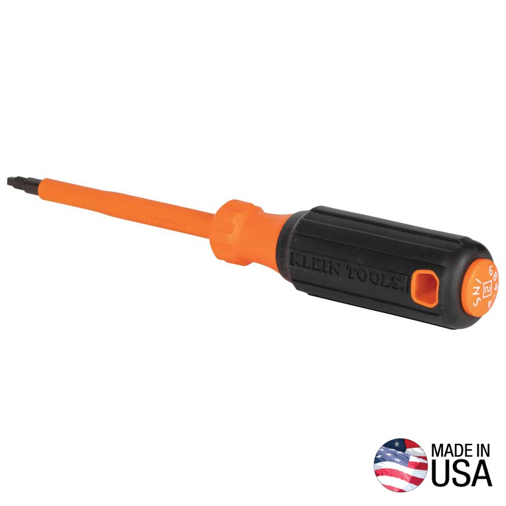 Klein® 6844INS Driver, #2 Point Square Point, 8.32 in OAL, Plastic Handle