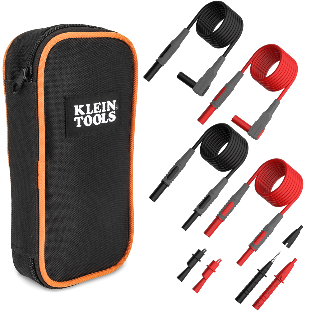 Klein® 69483 Electrical Test Kit, For Use With Clamp Meters, Multimeters, and Other Test Equipment with Standard Lead Connections, PVC, Nickel Plated Brass, PP, Nickel Plated Steel