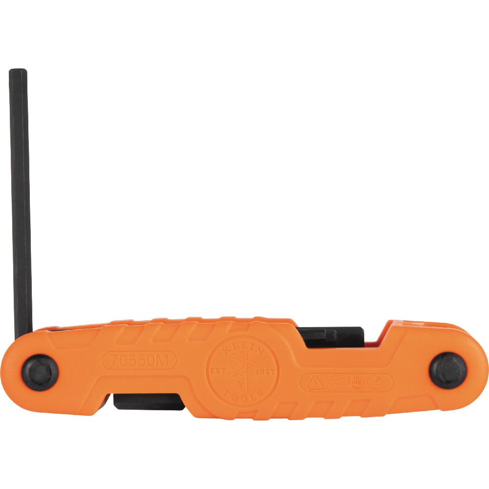 Klein® 70550M Pro Folding Set, 1 Pieces, 1.5 mm, 2 mm, 2.5 mm, 3 mm, 4 mm, 5 mm, 6 mm, 8 mm, 10 mm, 12 mm Hex, Hex Drive, Reinforced Handle, CR-V Steel, Black Phosphate