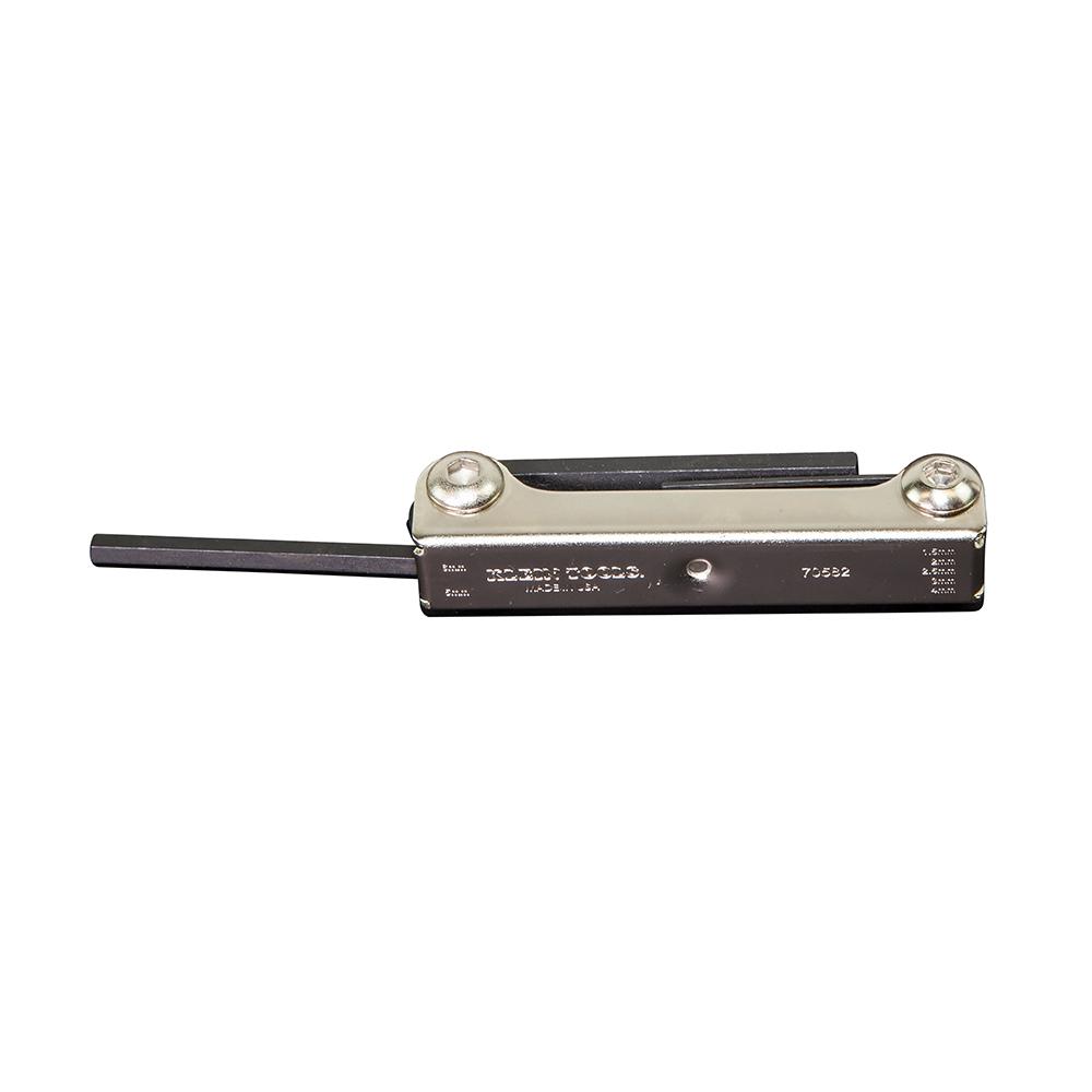 Klein® 70582 2-Position Folding Hex Key Set, 7 Pieces, 1.5 to 6 mm Hex, Alloy Steel, Polished Chrome/Nickel Plated