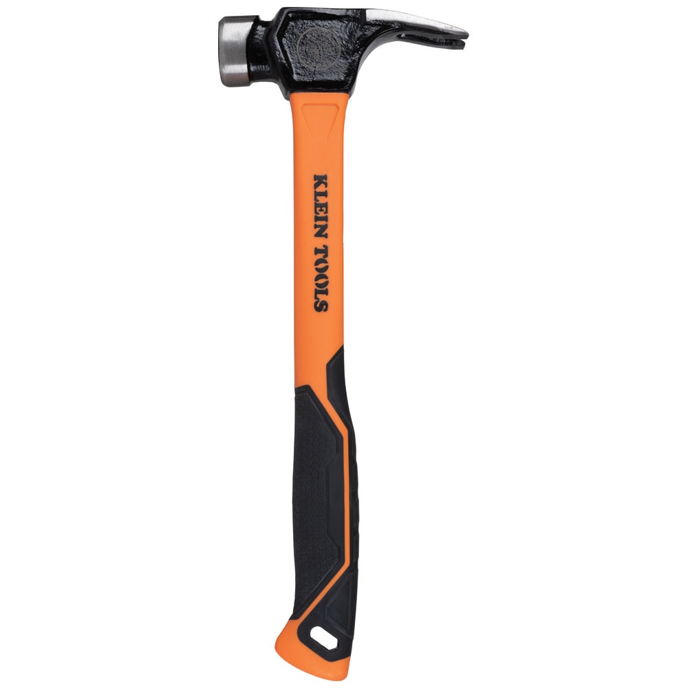 Klein® 832-26 Lineman's Claw Hammer, 14.84 in OAL, Milled Face, 26 oz Steel Head, Fiberglass Handle