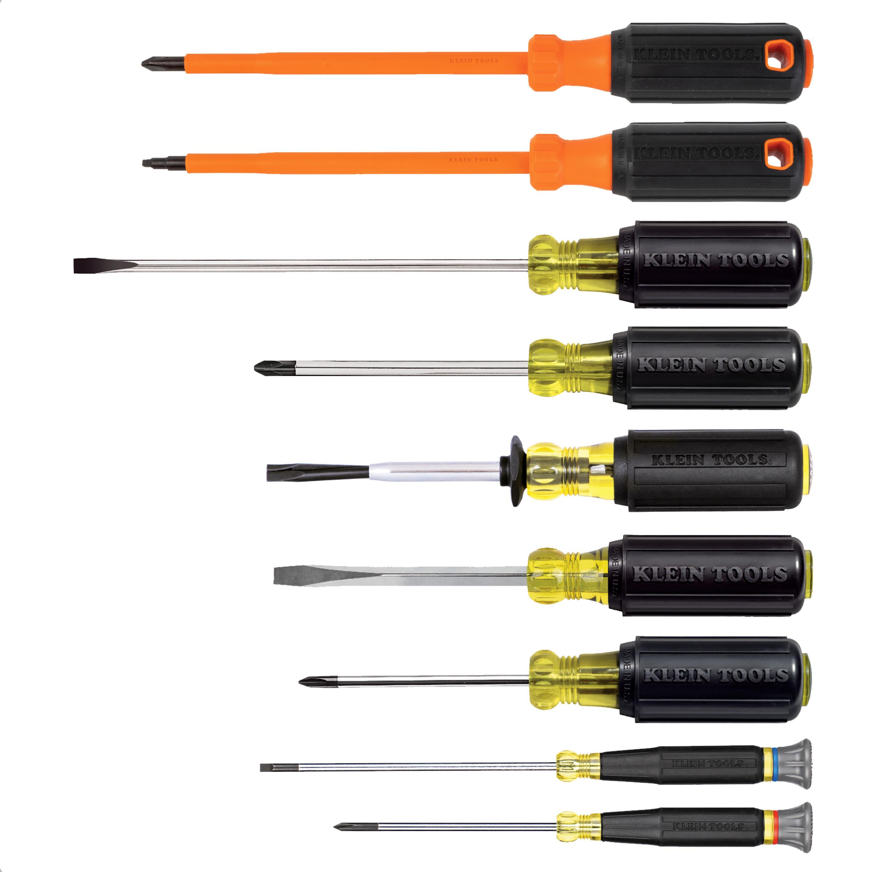 Klein® 85850 Screwdriver Set, 9 Pieces, Yes, No, ASTM F1505-16 (2021), Steel